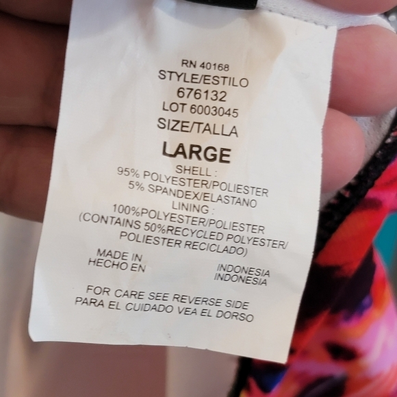 Aqua green High neck Angled tankini top Multi color Size L - Picture 8 of 9